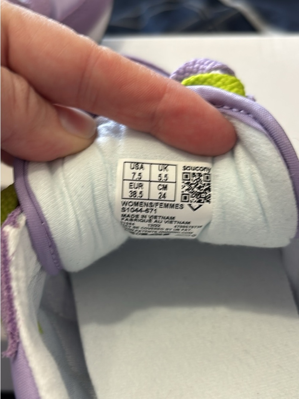 Saucony Kids Lavender and Lime Retro Runner Sneakers - Picture 3 of 3